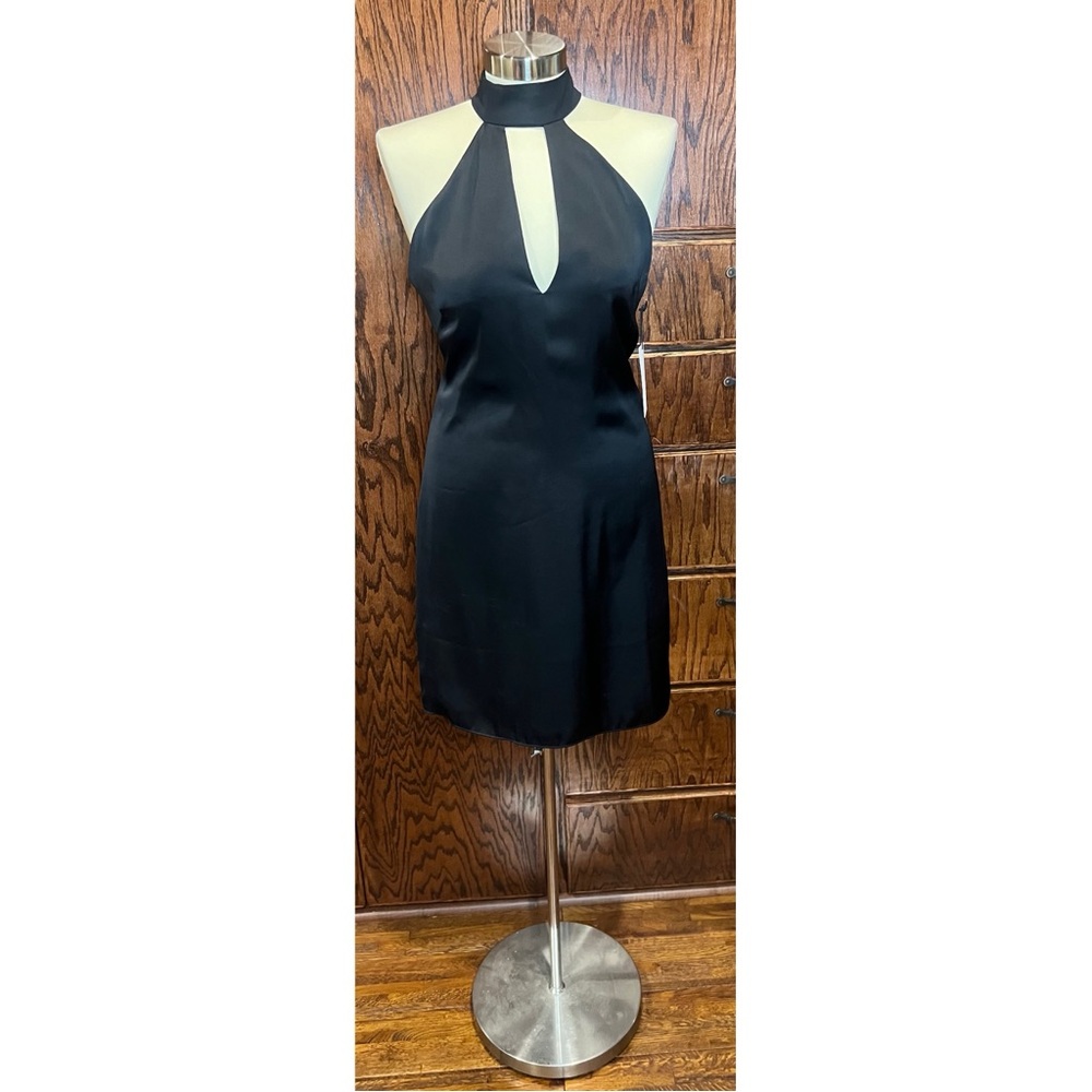 Black halter mini dress